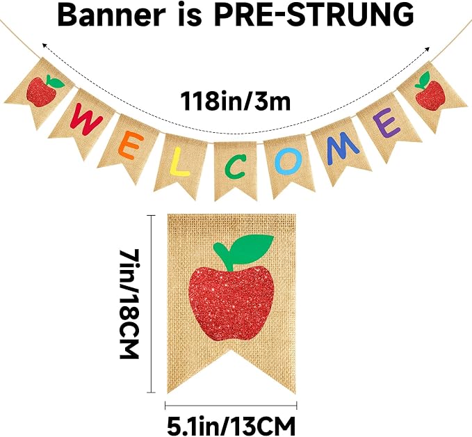 Welcome Burlap Banner Sign Classroom NO DIY Welcome Back to School Banner | - Image 2