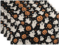 Halloween Placemats Set of 4 12x18 Inch Cute Ghost Pumpkin Table Mats Orange by Wnoesat