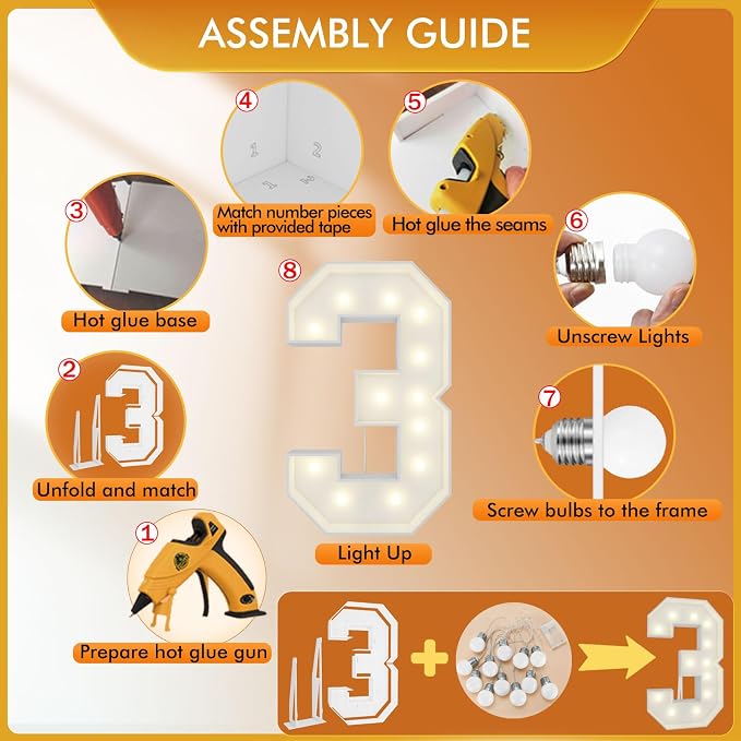 4FT Light Up Numbers Letters, Mosaic Numbers - Image 3