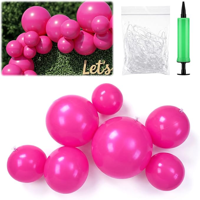1 Set Reusable Inflatable Balloon Garland Arch Kit, Rose Pink | 7 Pcs Linked by Resholder