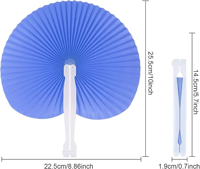 Pangda 24 Pack Folding Fans Round Paper Fans Assortment - Image 2