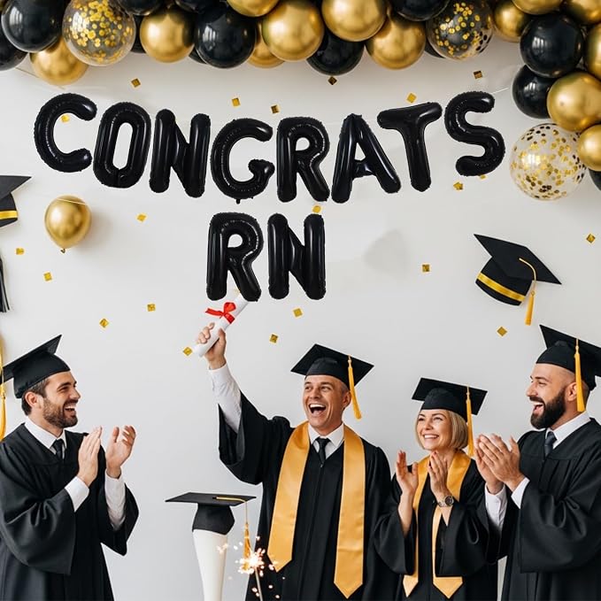 TONIFUL 2026 Nurse Graduation Decorations Black Congrats RN 2026 Balloons 16 - Image 5