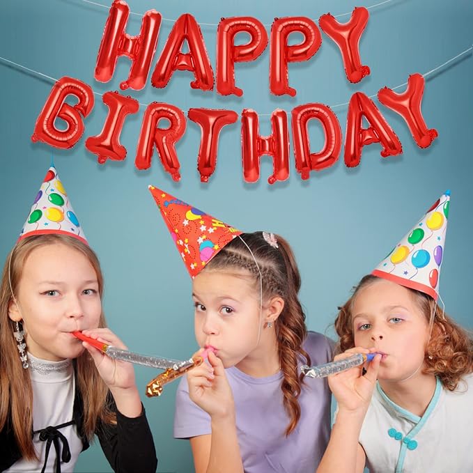 PIGETALE Red Happy Birthday Balloons Banner, 16 Inch Mylar Foil Letters Balloons - Image 7