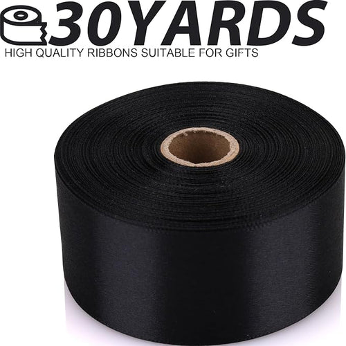 1-1/2 Inch 30 Yards Black Solid Satin Ribbon - Image 2