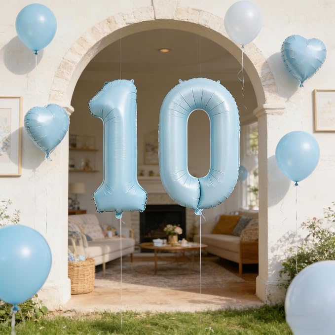 40 In Matte Blue Number Balloons Helium Foil Mylar Balloon Digital 0 | Birthday - Image 4