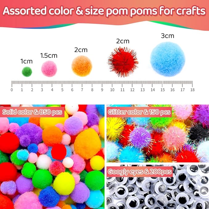 Iooleem Multi-Color Pom Poms, Pom Poms - Image 2