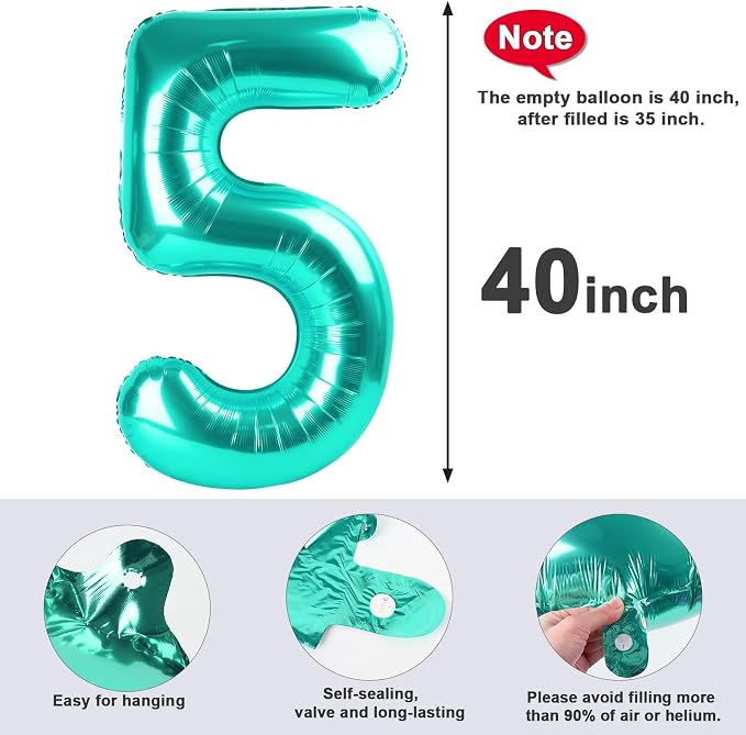 Number 5 Balloons 40 Inch for 5 15 Birthday Party Decorations, - Image 5