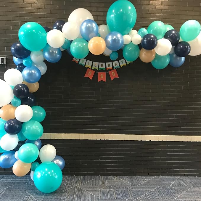 Blue White Balloons, Turquoise Blue White Aqua Balloon - Image 4