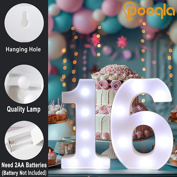 Pooqla 25th Birthday Decoration for Her Him, Decorative LED Light Up Numbers, Marquee Numbers 25 Sign for Party Backdrop 25th Wedding Anniversary Decor, Warm White and Cool White Number 25