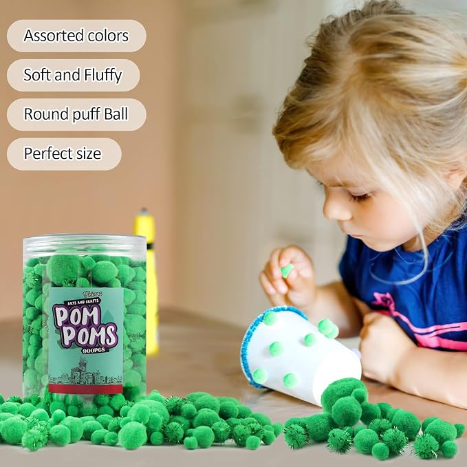 900 PCS Pom Poms, Soft and Fluffy Craft Pom Poms, - Image 4