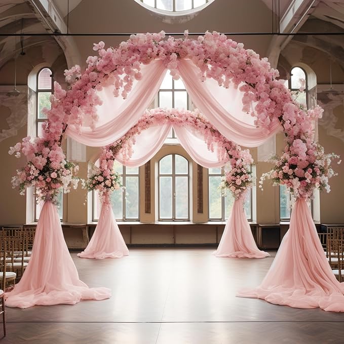 Blush Wedding Arch Draping Fabric Backdrop Drapes Sheer 3 Panels | 28.7"x20FT - Image 6