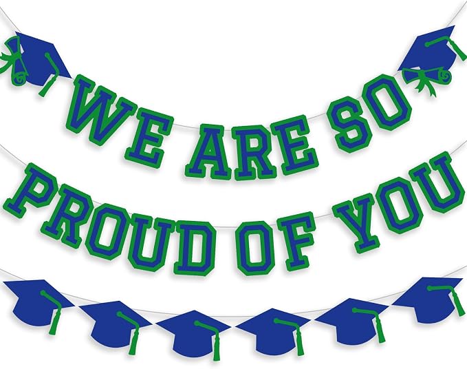 We Are So Proud Of You Banner Graduation Party Decorations Congrats Grad Cap by Unknown