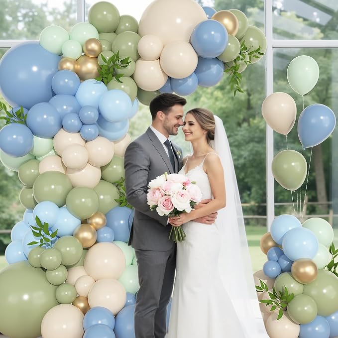157Pcs Sage Green Blue Balloons Garland Arch Kit Different Size | Dusty Blue - Image 6
