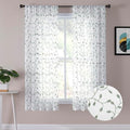 Tollpiz Leaves Short Sheer Curtain Sage Green Leaf Embroidery Living Room by Tollpiz