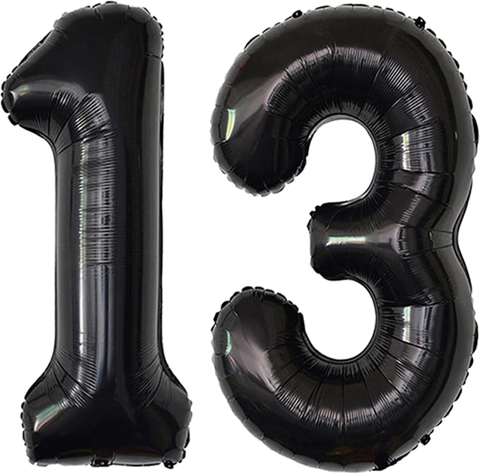 Jonhamwelbor 13 Balloon Numbers Black Big Giant Jumbo Big Large 13 or 31 Foil by Jonhamwelbor