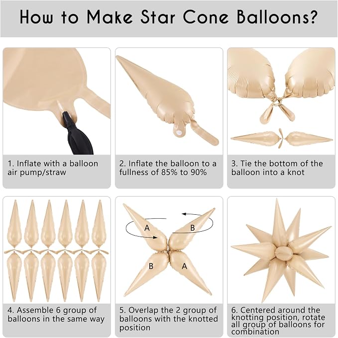 72 Pcs Star Balloons Foil Explosion Balloons Magic 12 Point Star Cone Balloon - Image 7