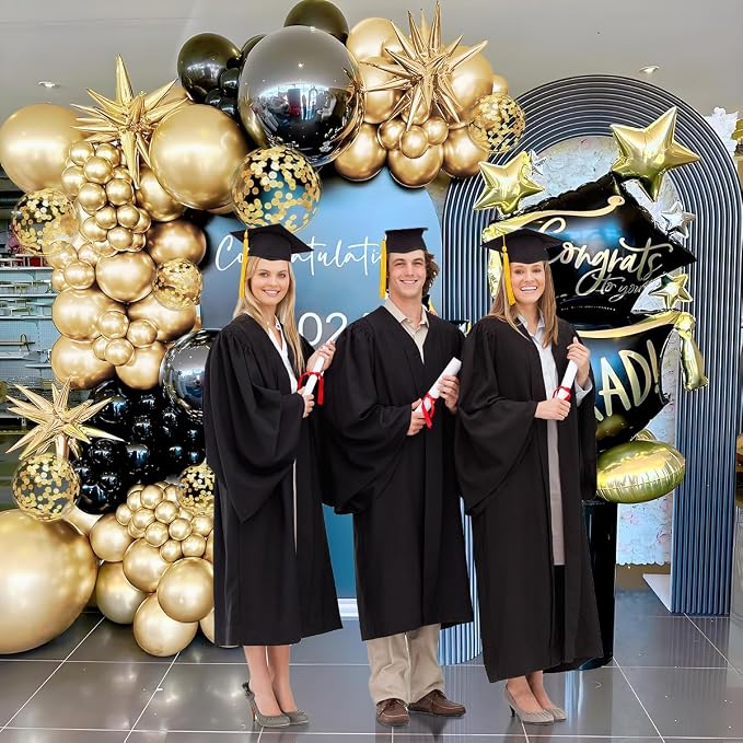 MEBAY 155Pcs Black and Gold Balloon Garland Arch Kit - Image 3