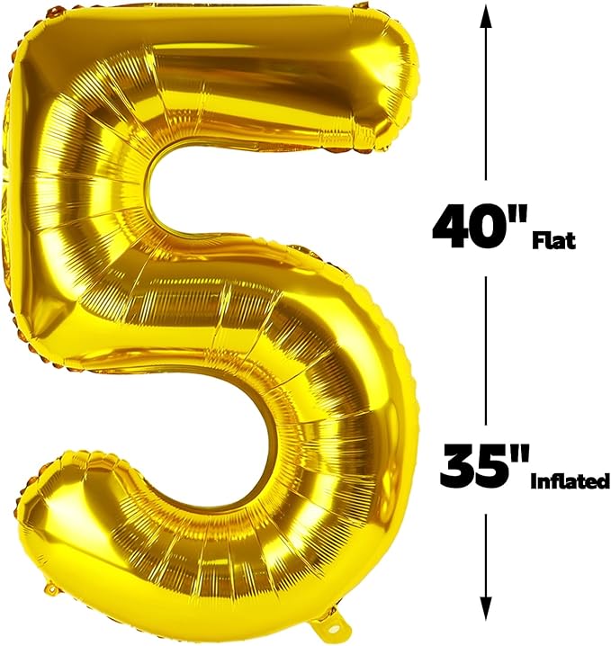 Gold Number 5 Balloon 40 inch, Balloon numbers party supplies, deco photo shoot - Image 2