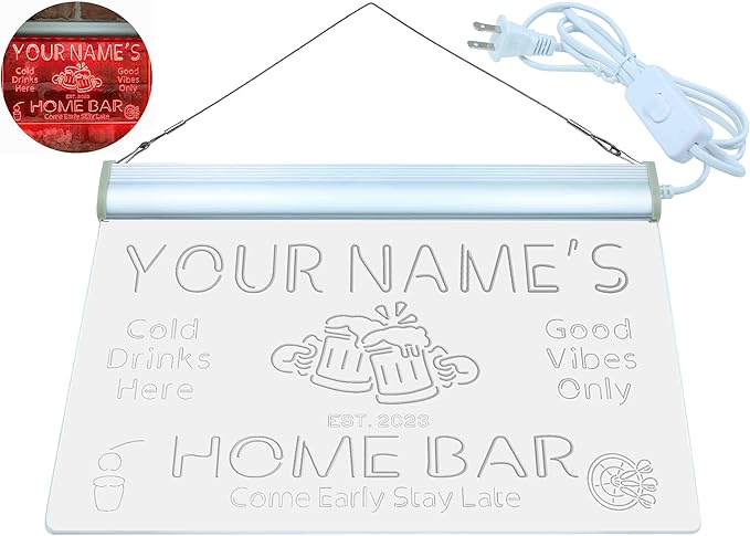 ADVPRO Personalized Your Name Custom Home Bar Beer Established Year Single Color LED Neon Sign 24 x 16 Inches st4s64-p11-tm-r