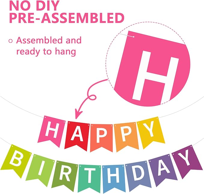 Happy Birthday Banner Pre-Strung Birthday Decorations Birthday Party Backdrop - Image 2