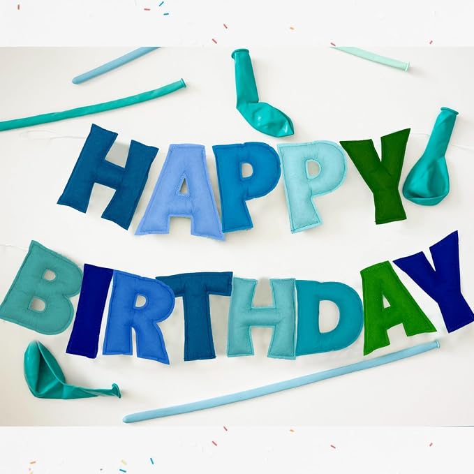 Pre-Strung 3D Felt Happy Birthday Banner, Handmade Happy Birthday Sign - Image 8