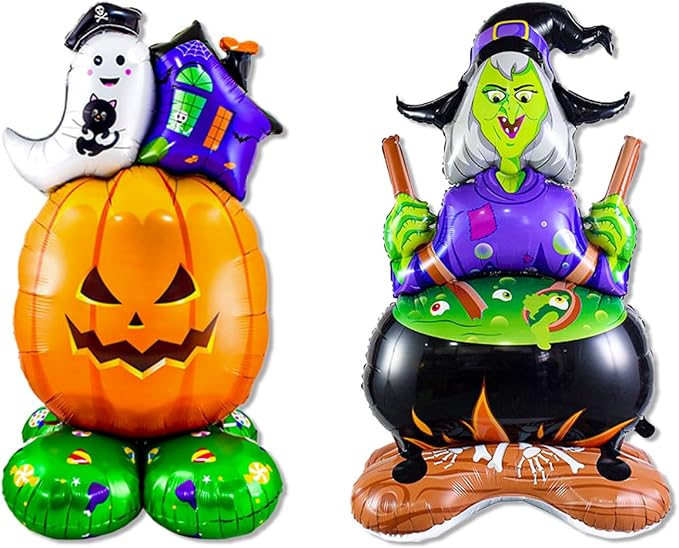 2 Pcs Halloween Balloons, Pumpkin Ghost Balloon and Witch Balloon, Large Foil by Unknown