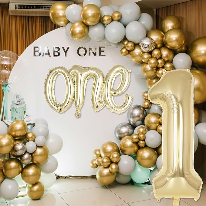 2 Pcs One Balloon Set, 40 Inch Number 1 Balloon and 41 Inch Script Letter One - Image 3