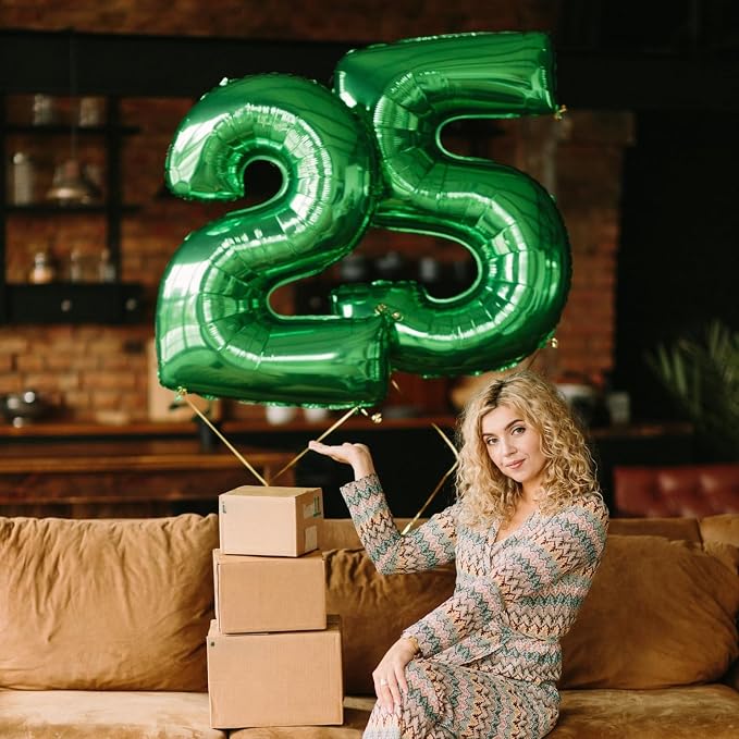 40 Inch Dark Green 5 Number Balloons, Large Foil Self Inflating 5th Birthday - Image 5