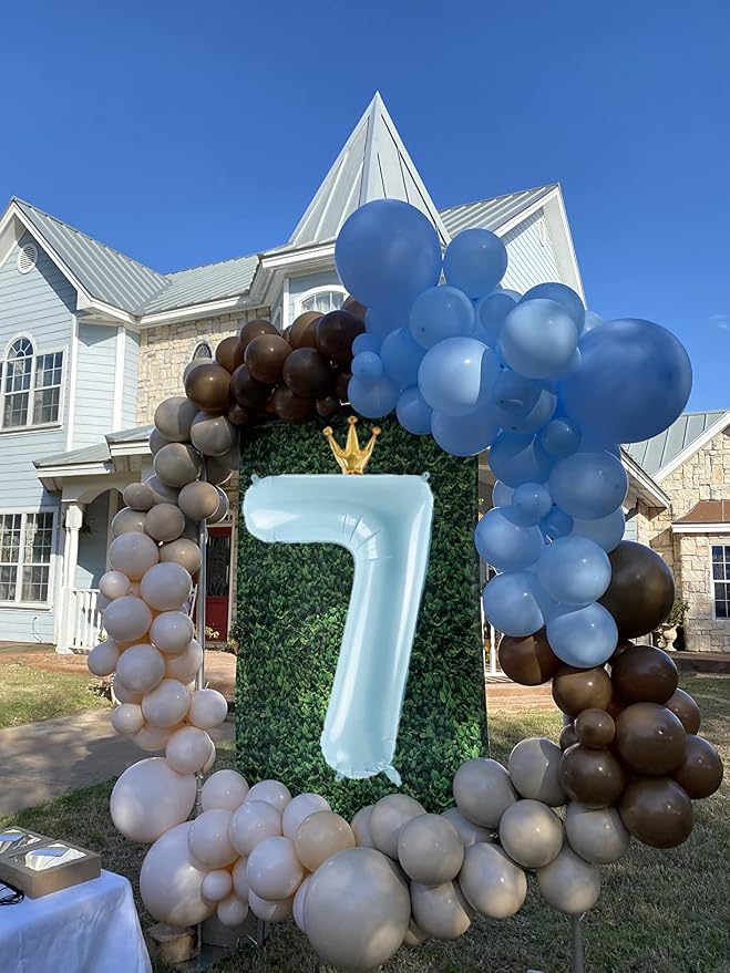Number 7 Foil Balloon with Crown, 40-Inch Light Blue | Light blue number 7 foil - Image 4