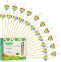 100pcs Rainbow Color Love Heart Cocktail Picks Rainbows Stripe Decoration by Crafterlife