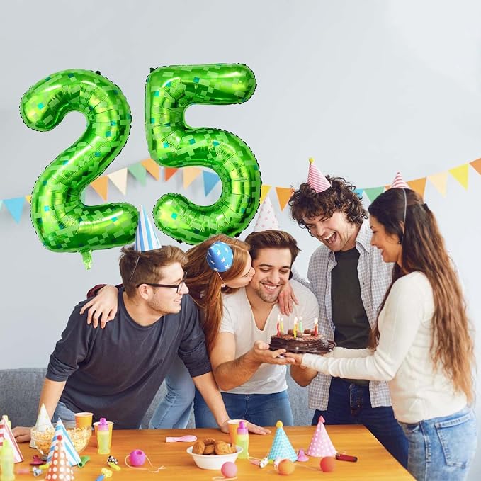 40 Inch Green Pixel Number 5 Balloon, Lime Green Large Foil Number Balloon 5th - Image 6