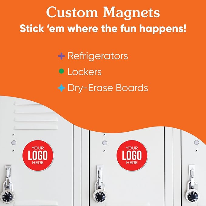 Big Dot of Happiness Custom Logo Magnets, Personalized Fridge Cutout Magnets for Businesses, Events, or Branding, Magnetic Pictures for Kitchen & Home Decor - Set of 12