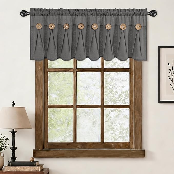 Farmhouse Valance Curtains, Boho Cotton Linen Kitchen Valance, Rod Pocket - Image 8
