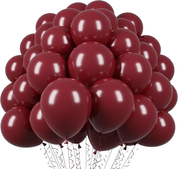 Voircoloria 110pcs Burgundy Maroon Latex Party Balloons, 12inch | by Voircoloria