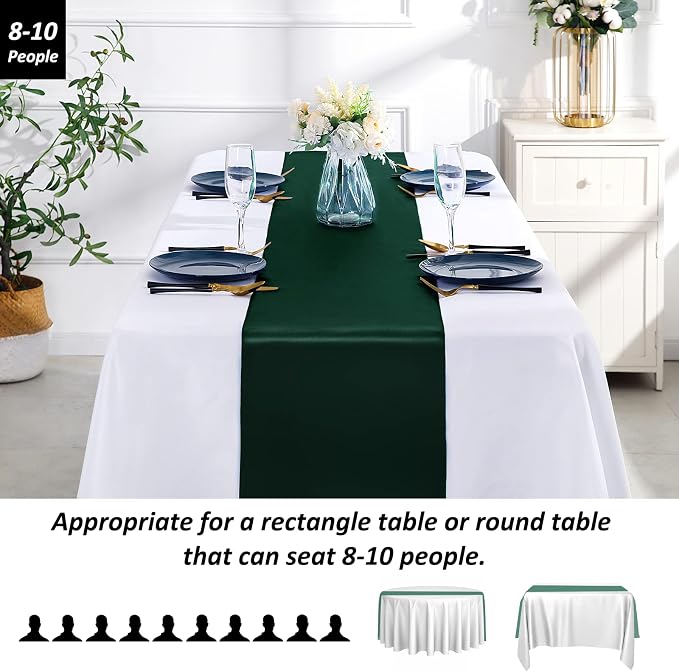 SiinvdaBZX 4 Pcs Green Satin Table Runner 12 x 108 inches Long | Bright Smooth - Image 3
