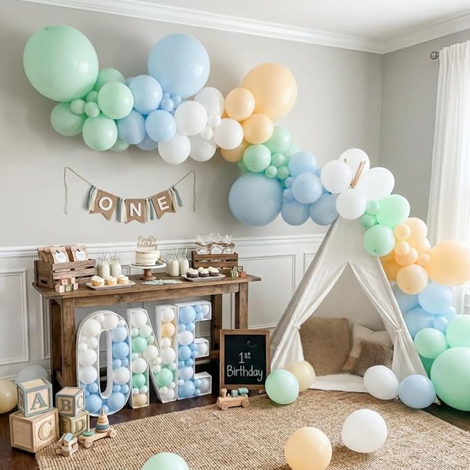 Pastel Blue Green Baby Shower Balloons - Image 5