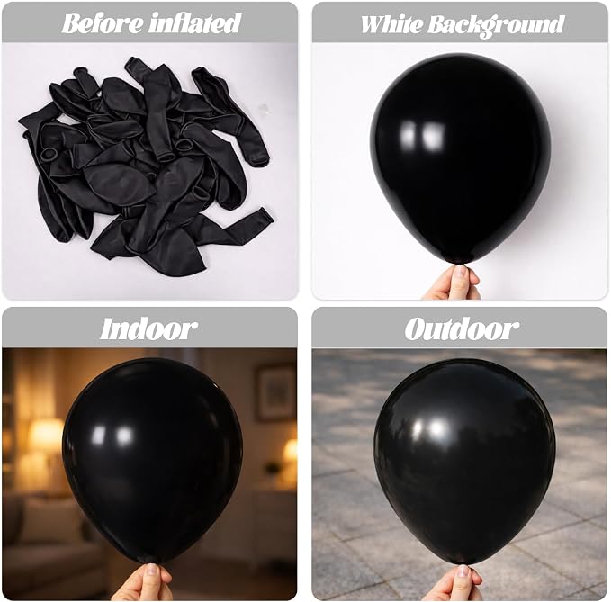 Voircoloria 130pcs Black Balloons Garland Arch Kit, 18 12 10 5 Inch | - Image 3