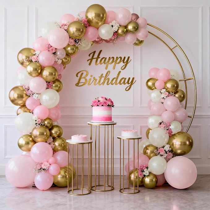 Double Stuffed Pearl Pink White Gold Balloon Arch Kit 119 Pcs | Sweet 16 - Image 7