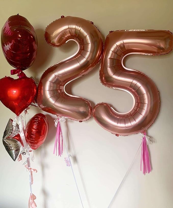Rose Gold 22 Number Balloons, 40 Inch Giant Number 22 Balloons Foil Mylar - Image 3