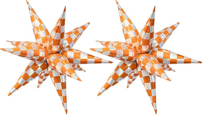 2 * 12Pcs Orange Silver Holographic Explosion Pointed Star Foil by baoonworlld