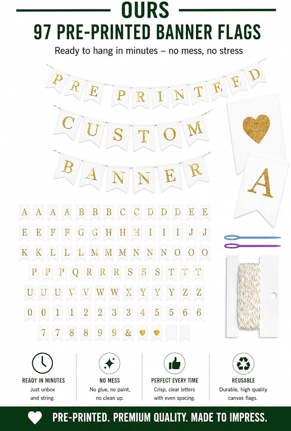 Pre-Printed Banner Kit – 97 White CANVAS Flags - Image 6