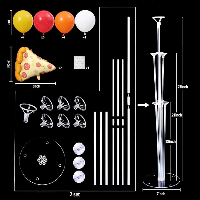 Pizza Party Decorations Balloon Table Centerpiece Stand Kit 2 Sets - Image 3
