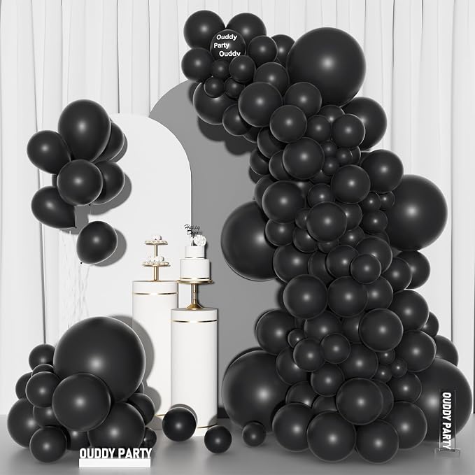 Ouddy Party 129Pcs Black Balloons Different Sizes 18 12 10 5 Inch, Latex - Image 7