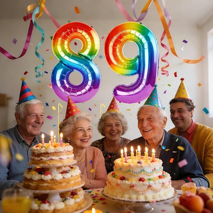 40 Inch Number 89 Balloons for 89th Birthday Party Decorations, 0-100 Rainbow - Image 2