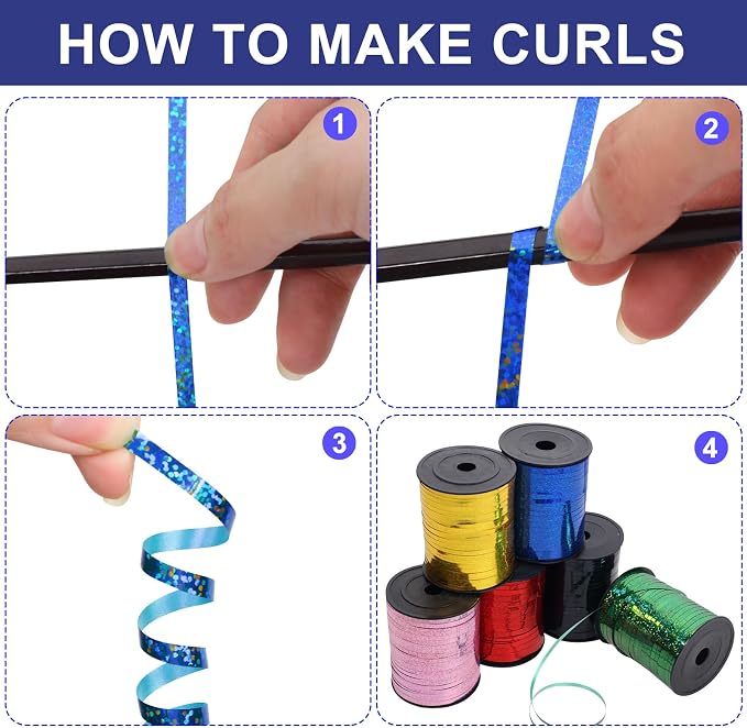 500 Yards Blue Ribbon ，Metallic Shiny Curling Ribbon use - Image 9