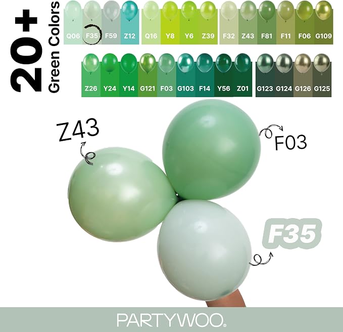 PartyWoo Dusty Green Balloons 140pcs Sage Olive Eucalyptus Green Boho Color | - Image 4