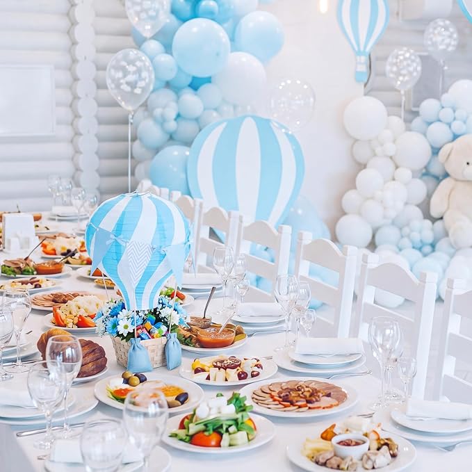 8 Sets Blue Hot Air Balloons Decorations Baby Shower Table Centerpieces 11.8'' - Image 7