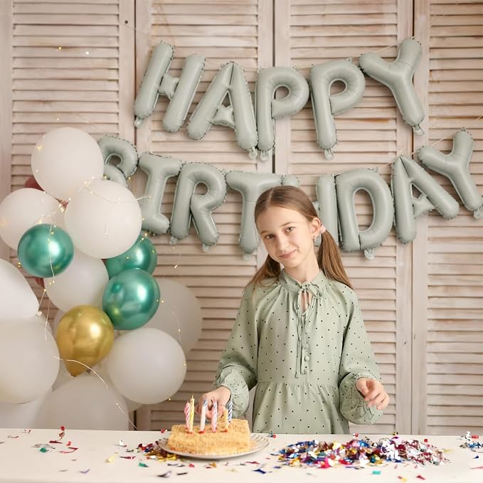 Beige Happy Birthday Balloon Banner 16 Inch - Image 6