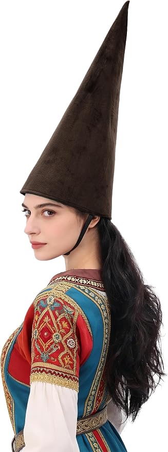 Medieval Pointed Cone Hat Renaissance Dwarf Elf Headwear - Image 2