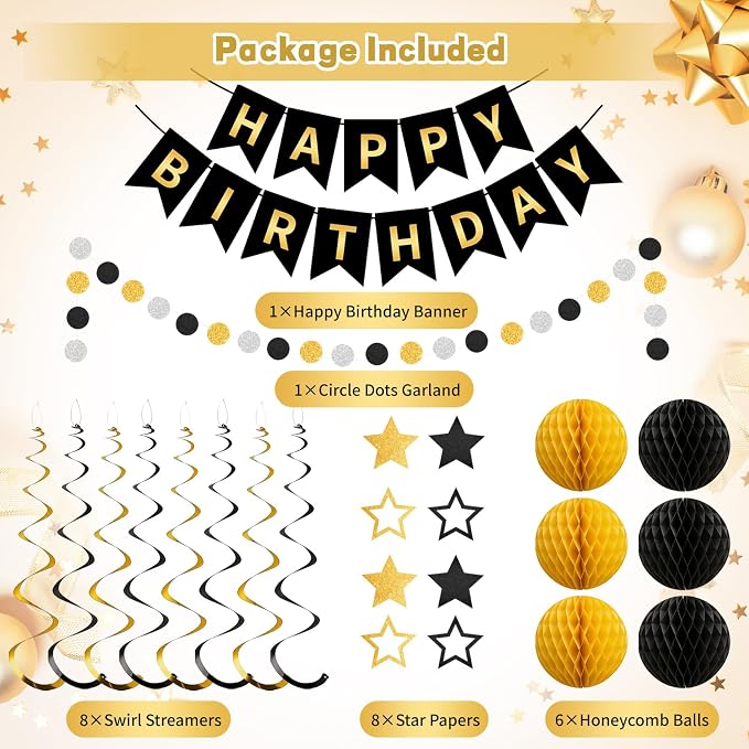 Rouceyxin Birthday Decorations, Happy Birthday Decor Sign Banner - Image 2